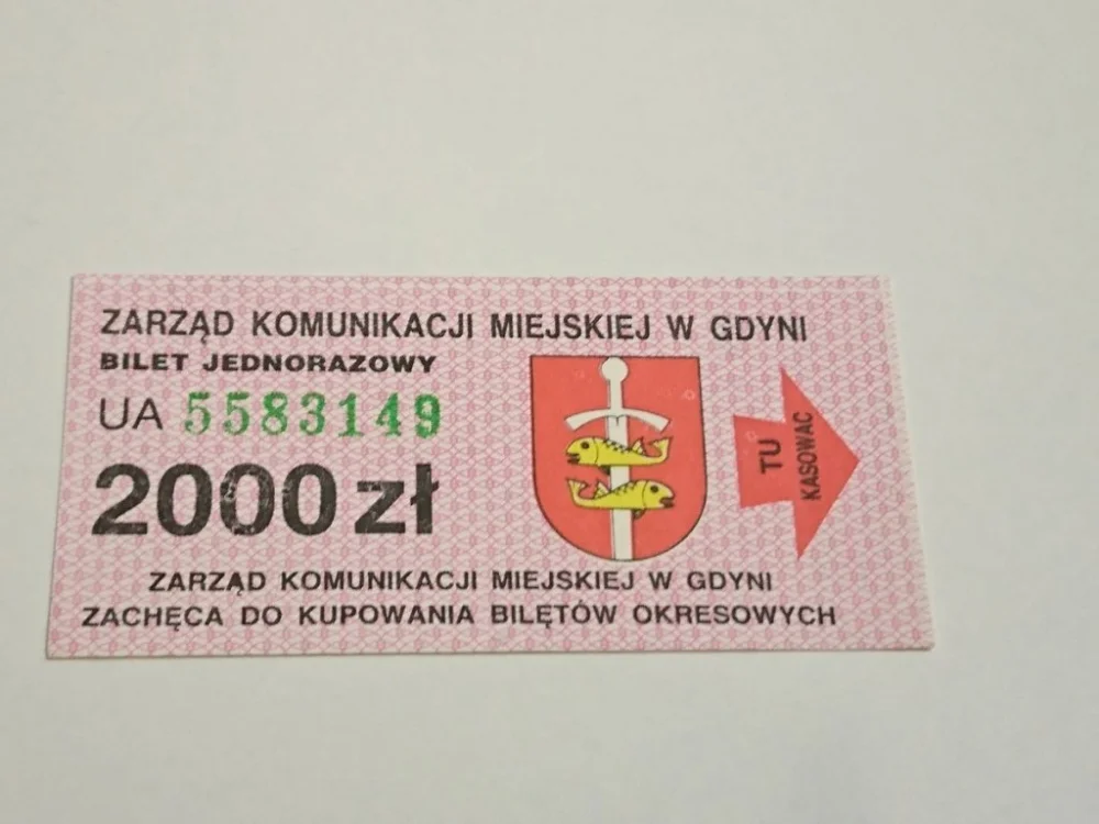 BILET JEDNORAZOWY 2000 ZŁ UA 5583149 Nowość