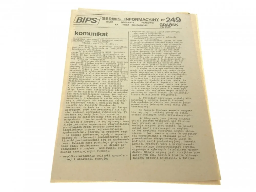 BIPS. SERWIS INFORMACYJNY NR 249 26.10.1981 Bestseller
