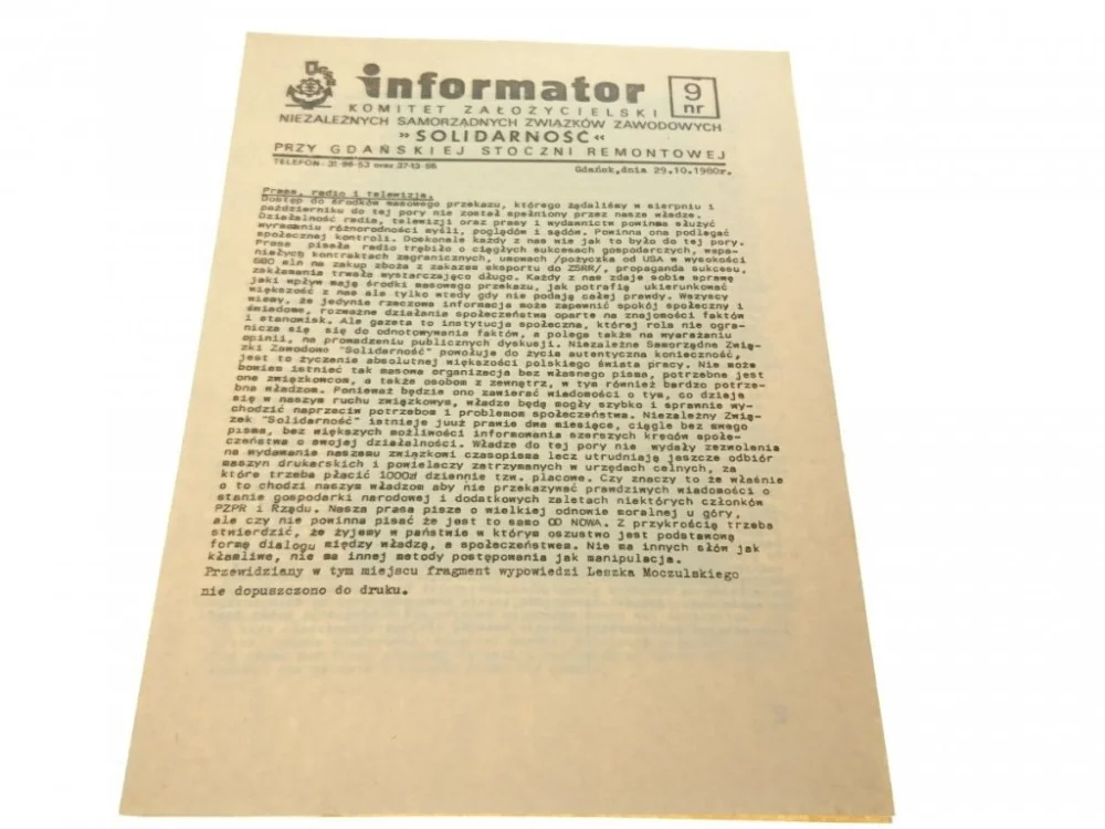 Ograniczona ilość INFORMATOR. KOMIET ZAŁOŻYCIELSKI NIEZALEŻNYCH NR 9