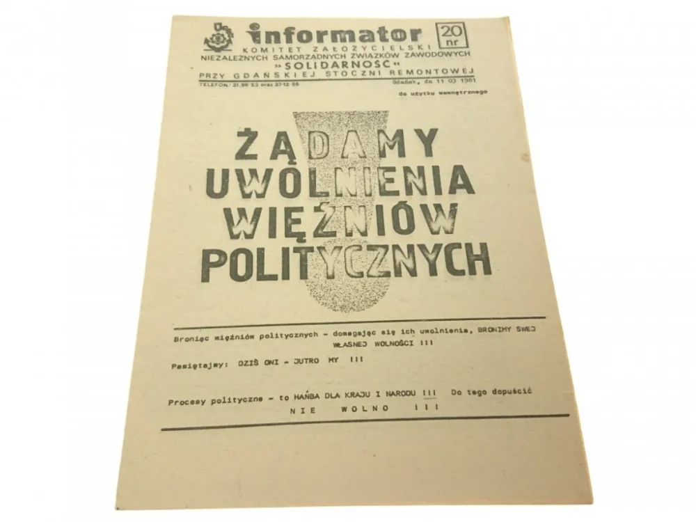Tylko dziś INFORMATOR. KOMIET ZAŁOŻYCIELSKI NIEZALEŻNYCH 20