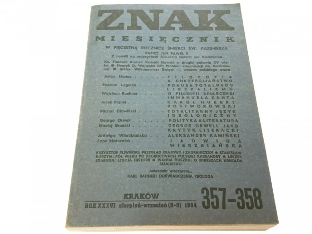 Kup online ZNAK. MIESIĘCZNIK NR 357-358 (8-9) SIE-WRZE 1984